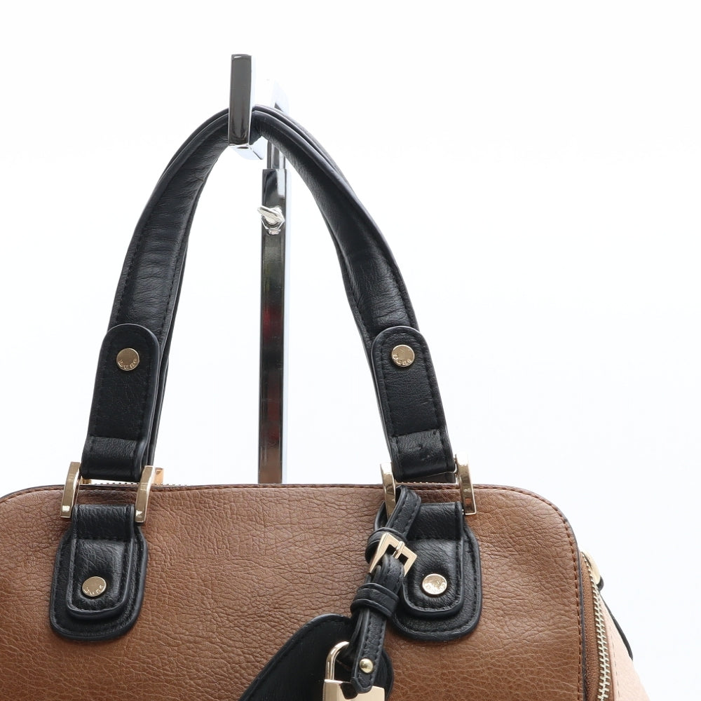 Dune Womens Brown Colorblock Polyethylene Top Handle Bag Size Medium