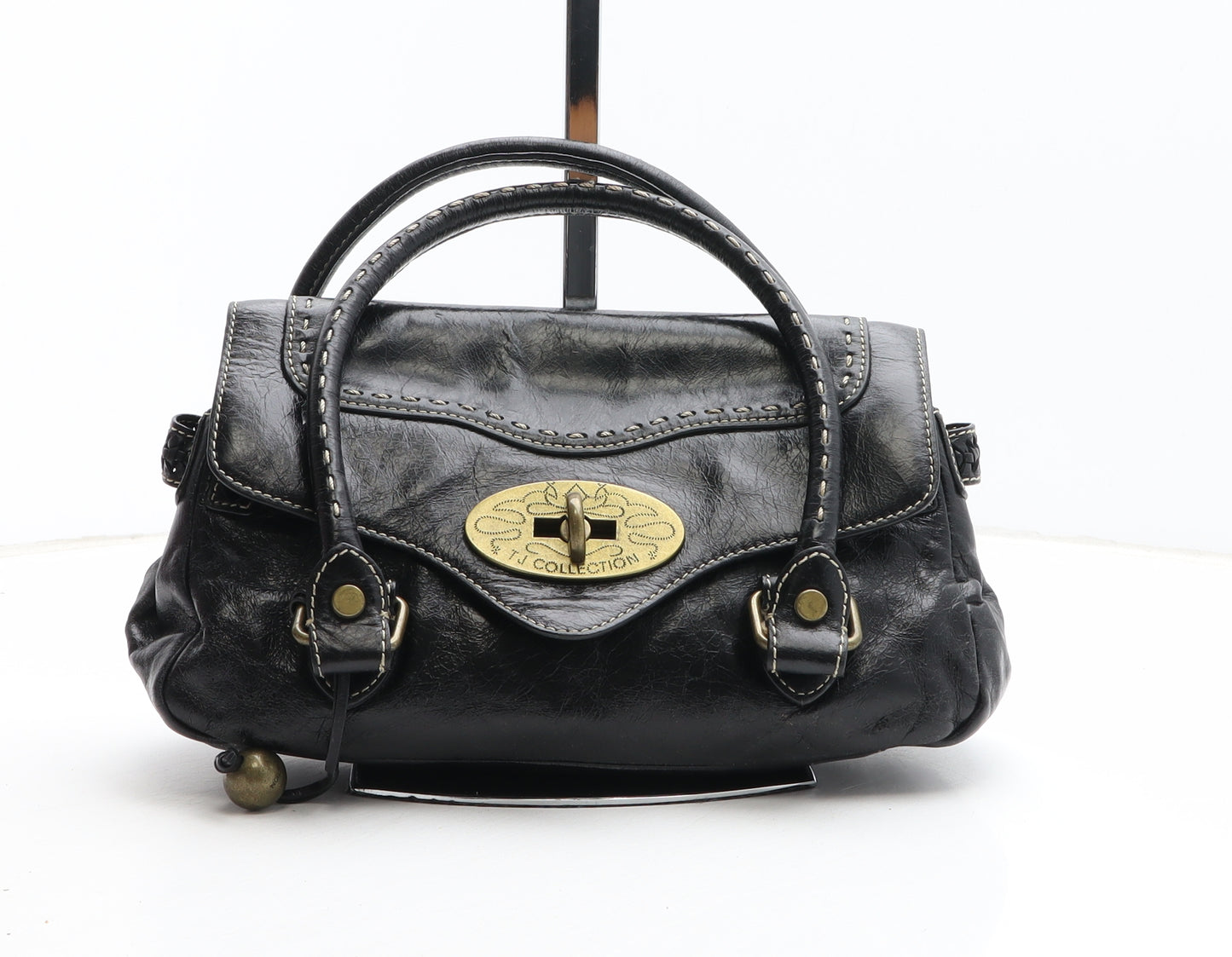 TJ Collection Womens Black Polyethylene Top Handle Bag Size Mini