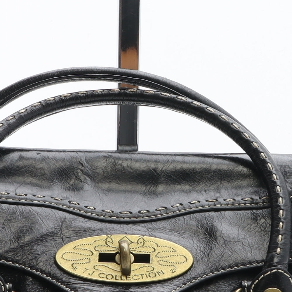TJ Collection Womens Black Polyethylene Top Handle Bag Size Mini