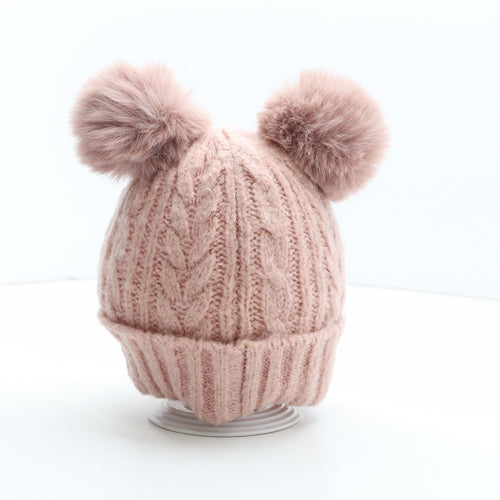 Preworn Girls Pink Acrylic Bobble Hat One Size