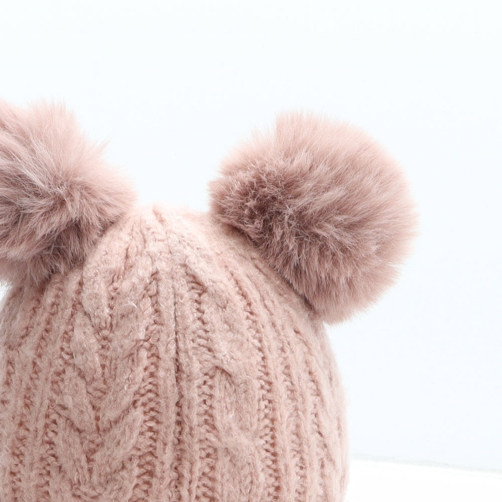 Preworn Girls Pink Acrylic Bobble Hat One Size