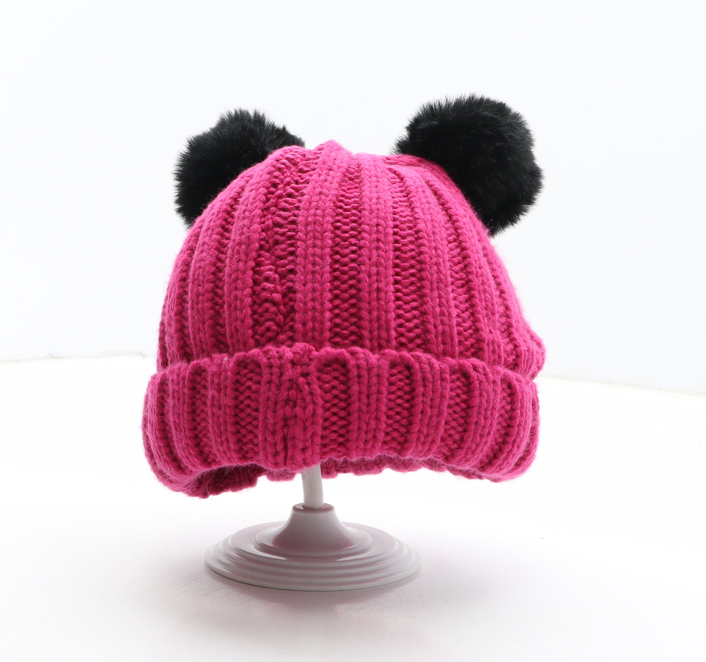 Preworn Girls Pink Acrylic Bobble Hat One Size