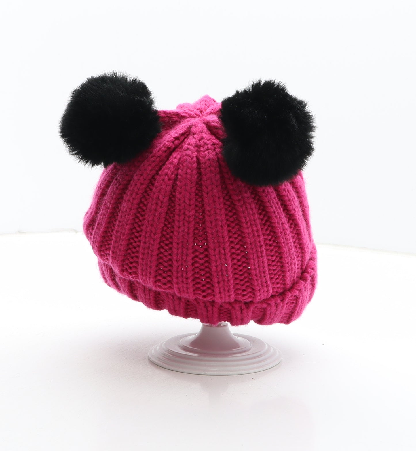 Preworn Girls Pink Acrylic Bobble Hat One Size