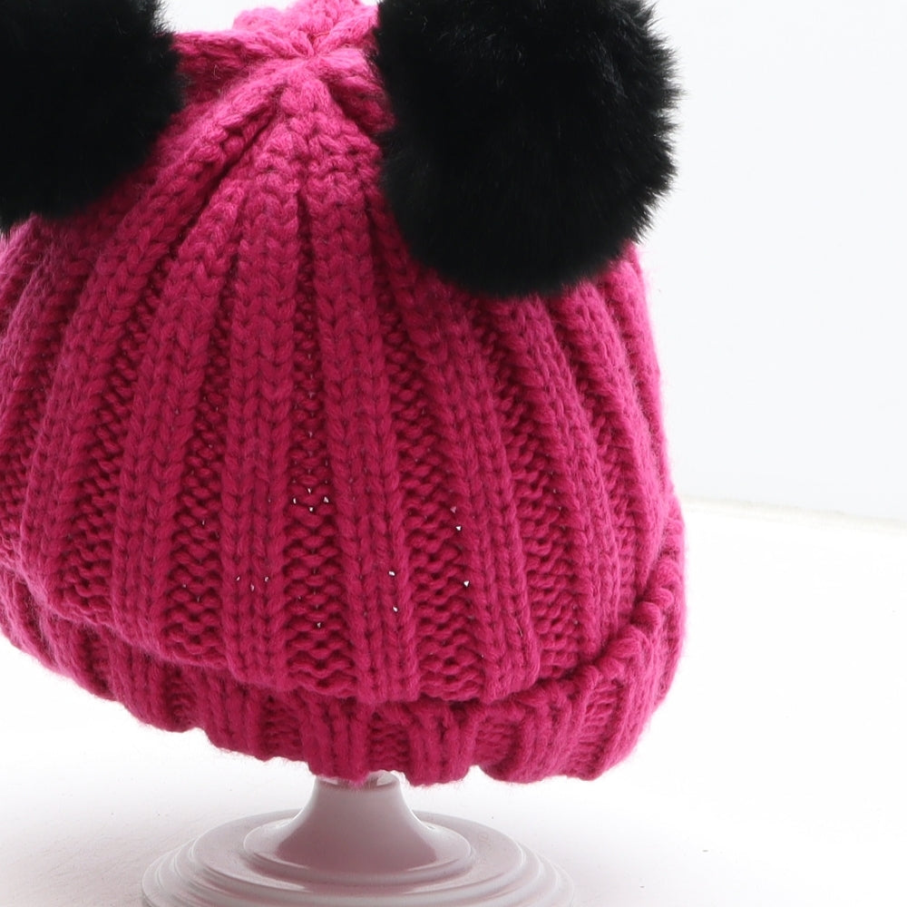 Preworn Girls Pink Acrylic Bobble Hat One Size