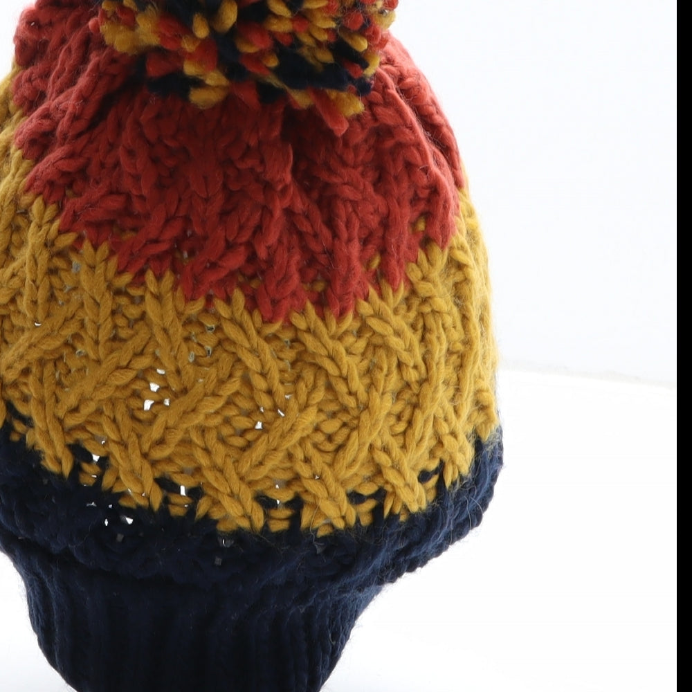 Preworn Boys Multicoloured Striped Acrylic Bobble Hat One Size