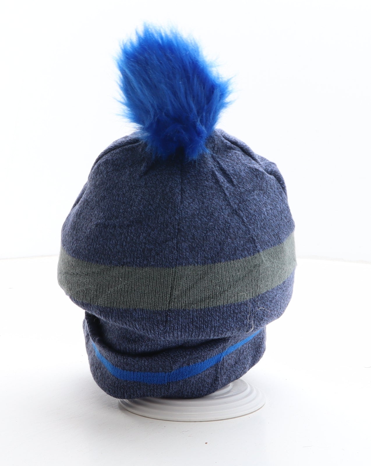 Preworn Boys Blue Acrylic Bobble Hat One Size - Goggles print