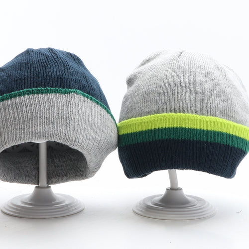 Preworn Boys Multicoloured Acrylic Beanie One Size - Pack of 2