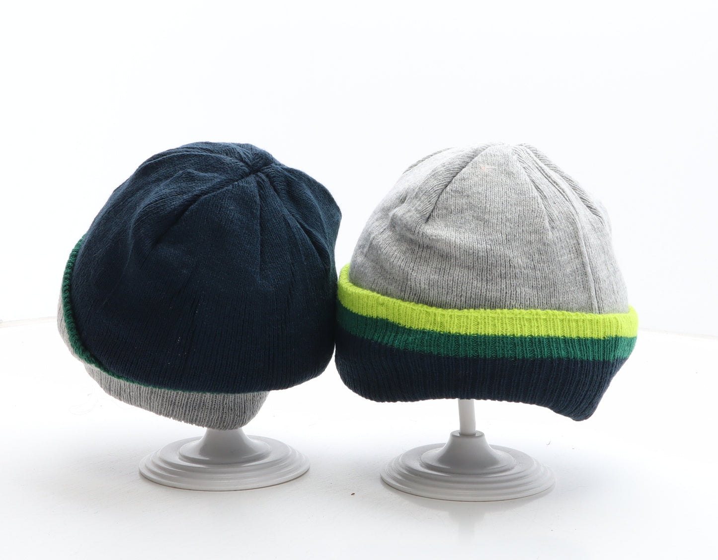Preworn Boys Multicoloured Acrylic Beanie One Size - Pack of 2