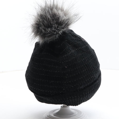 Preworn Womens Black Acrylic Bobble Hat One Size - Trust the power of you