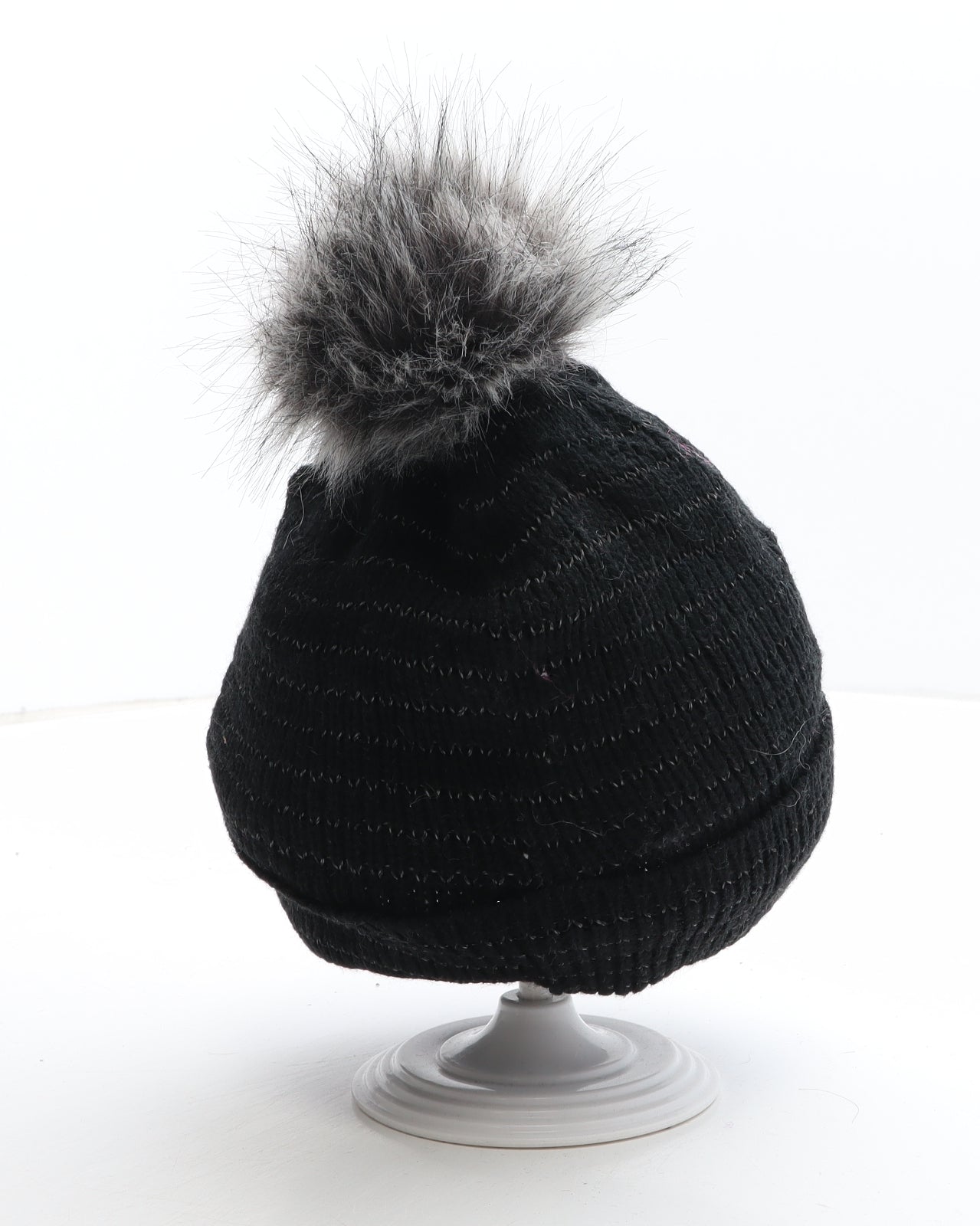 Preworn Womens Black Acrylic Bobble Hat One Size - Trust the power of you
