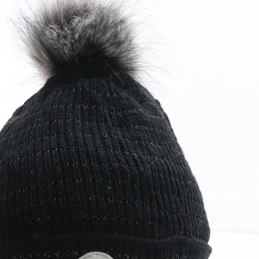 Preworn Womens Black Acrylic Bobble Hat One Size - Trust the power of you