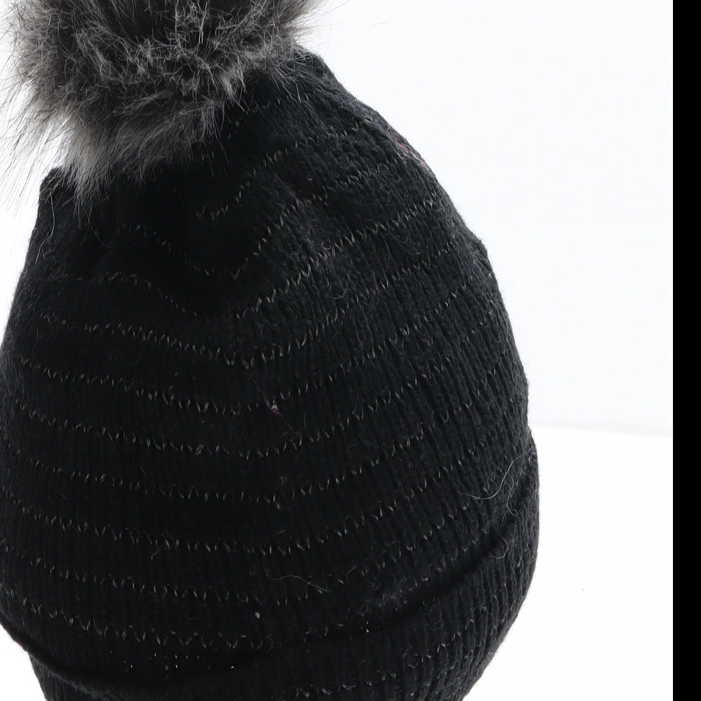 Preworn Womens Black Acrylic Bobble Hat One Size - Trust the power of you