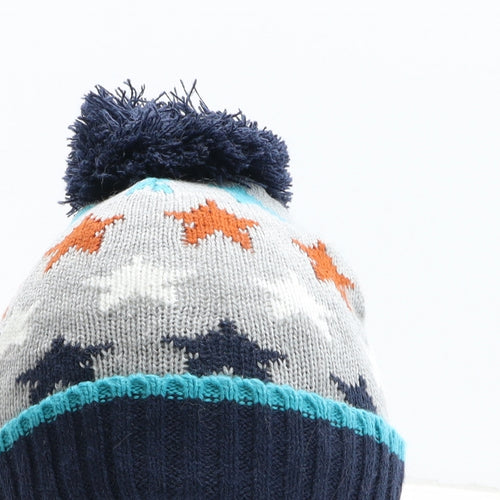 Preworn Boys Grey Geometric Acrylic Bobble Hat One Size - Stars