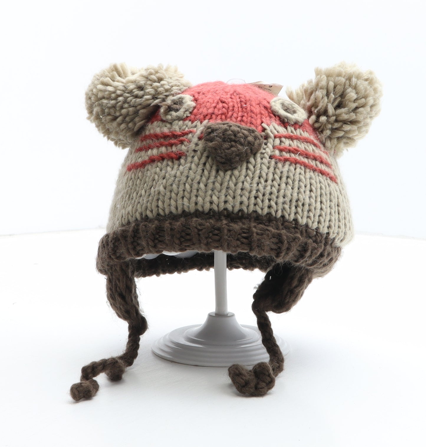Zara Boys Brown Colourblock Cotton Bonnet One Size - Mouse