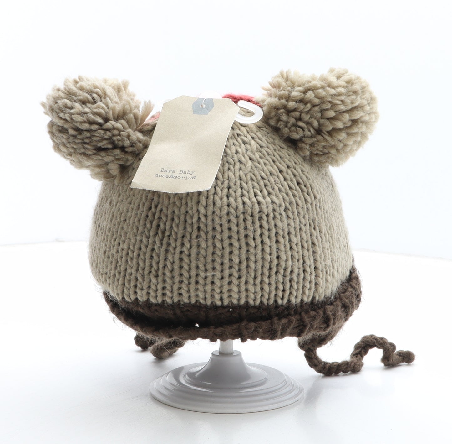 Zara Boys Brown Colourblock Cotton Bonnet One Size - Mouse