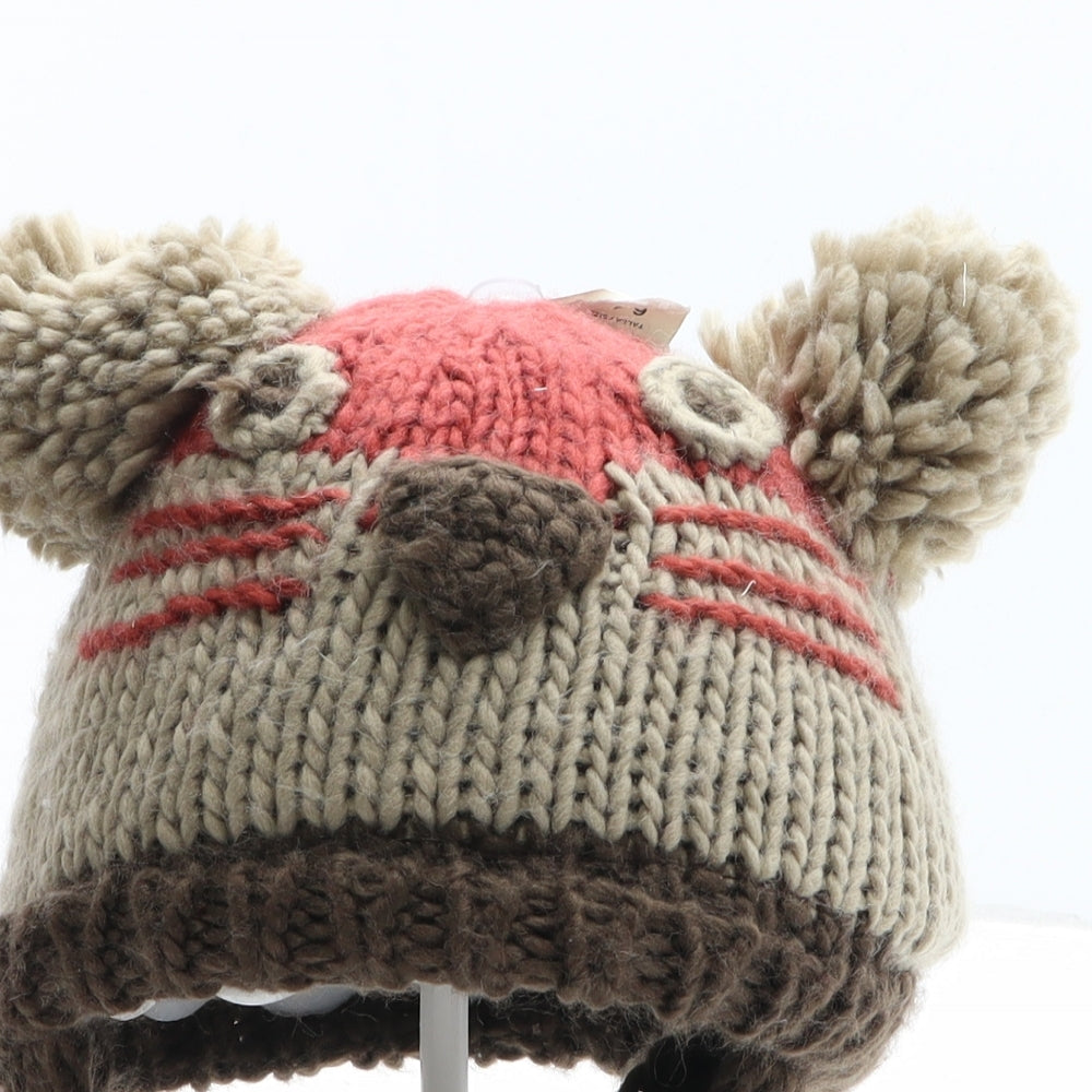Zara Boys Brown Colourblock Cotton Bonnet One Size - Mouse