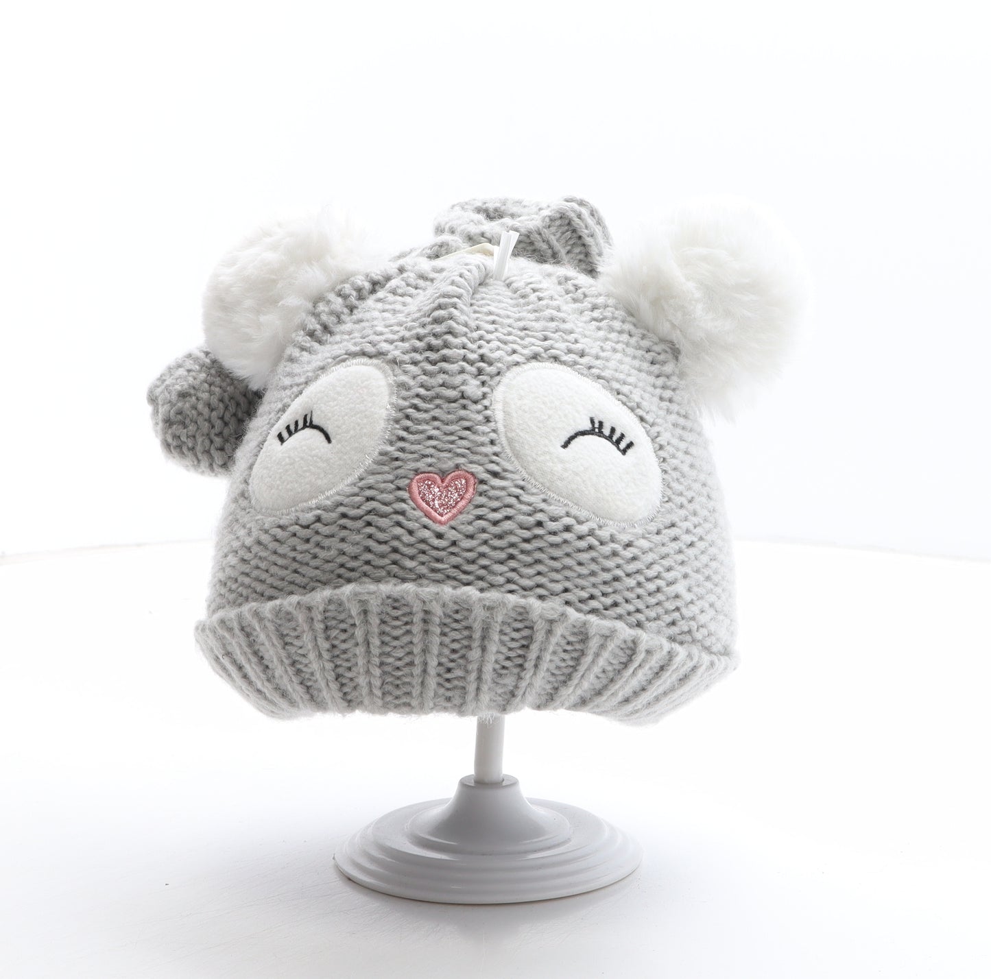 Preworn Girls Green Geometric Acrylic Bobble Hat One Size - Owl