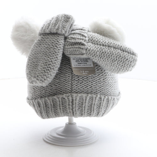 Preworn Girls Green Geometric Acrylic Bobble Hat One Size - Owl