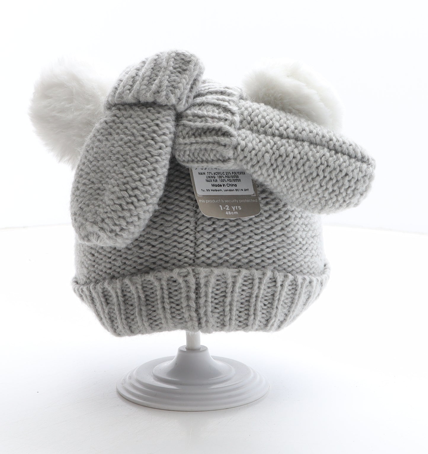 Preworn Girls Green Geometric Acrylic Bobble Hat One Size - Owl