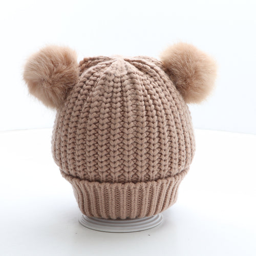 Preworn Girls Pink Acrylic Bobble Hat One Size