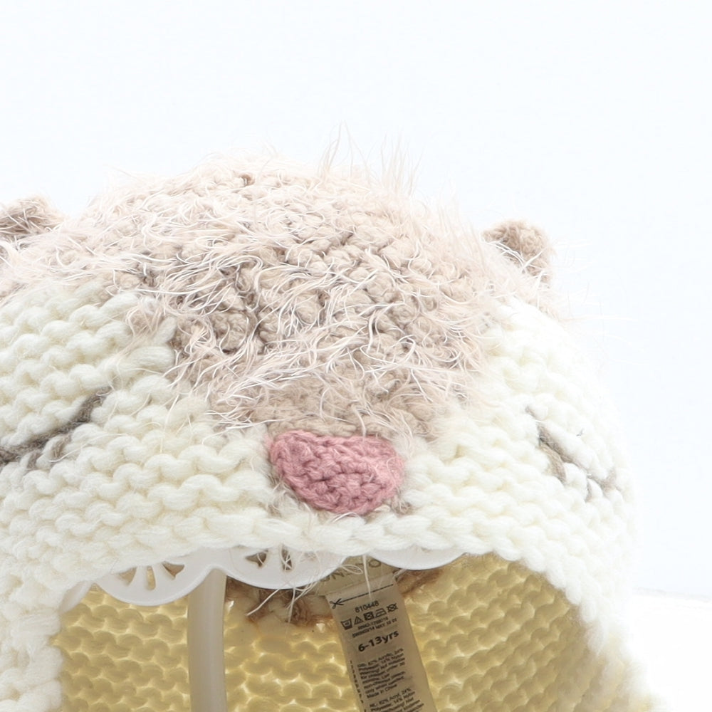 Monsoon Girls Ivory Colourblock Acrylic Beanie One Size - Fox