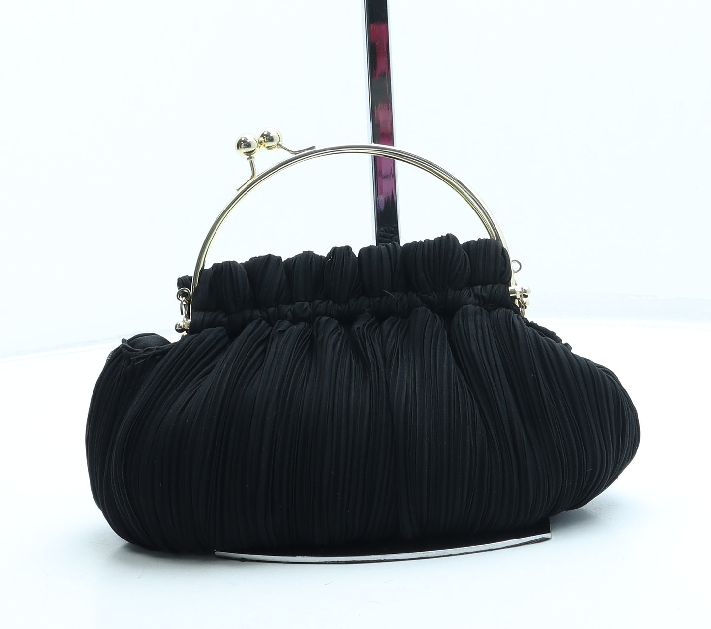 MY Womens Black Polyester Clutch Size Small