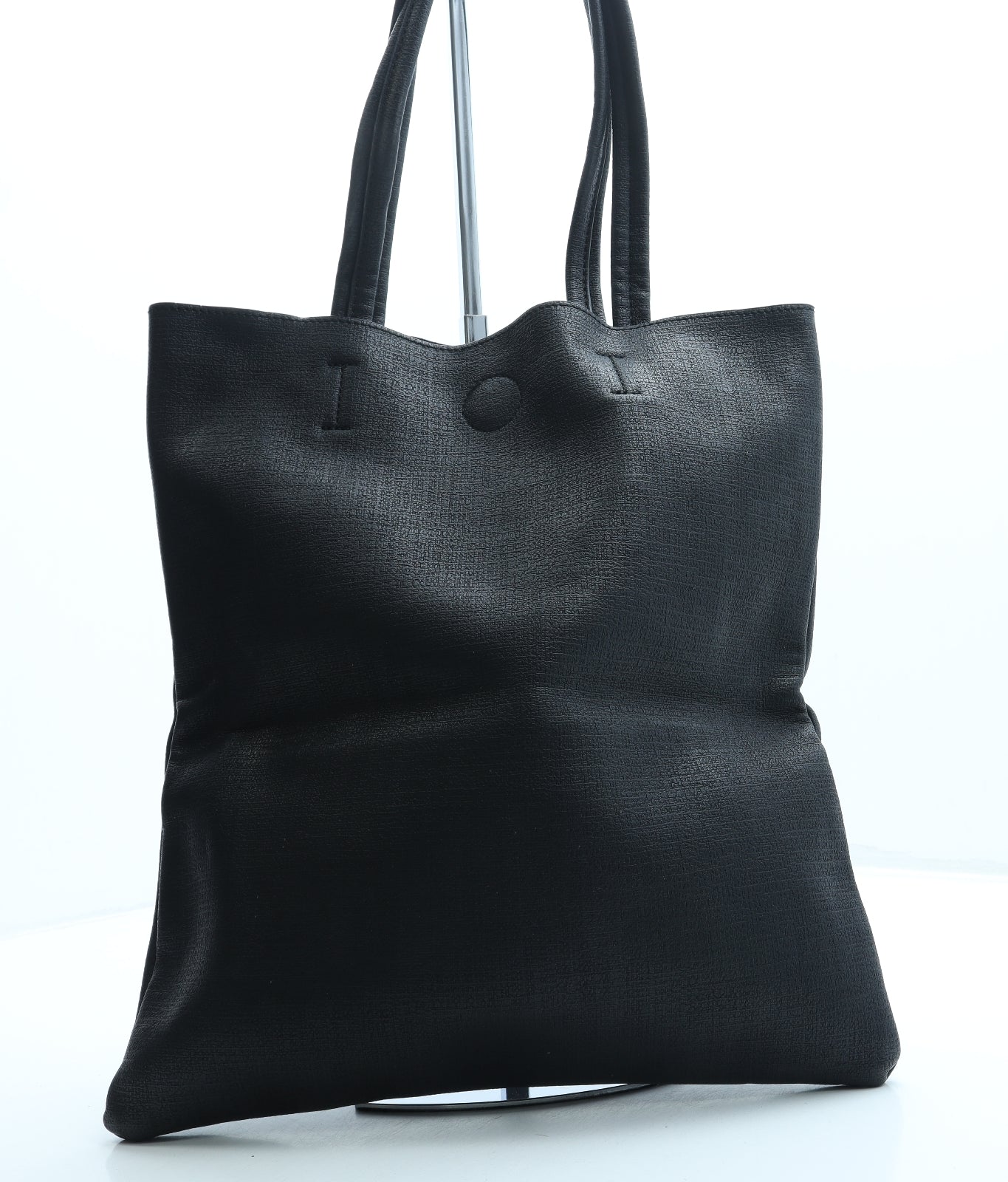 Preworn Womens Black Leather Shoulder Bag Size Large