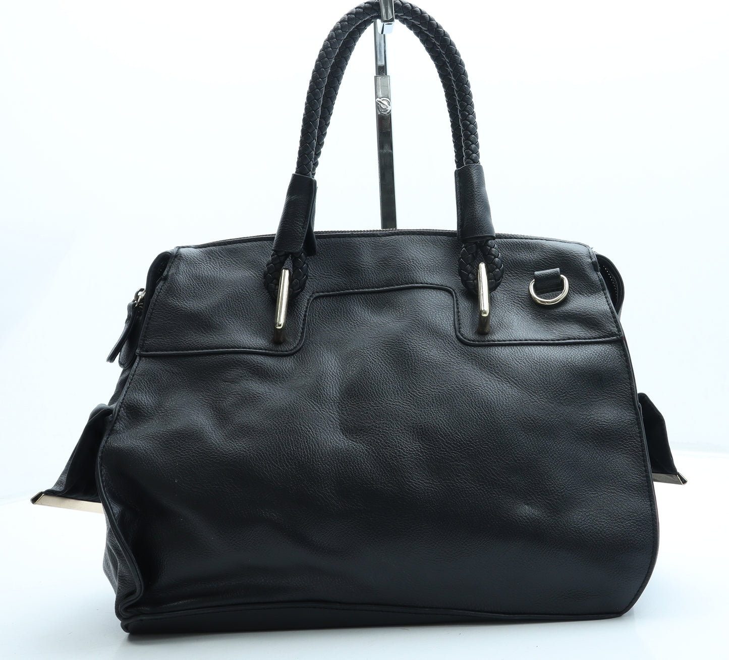 Warehouse Womens Black Leather Top Handle Bag Size Large