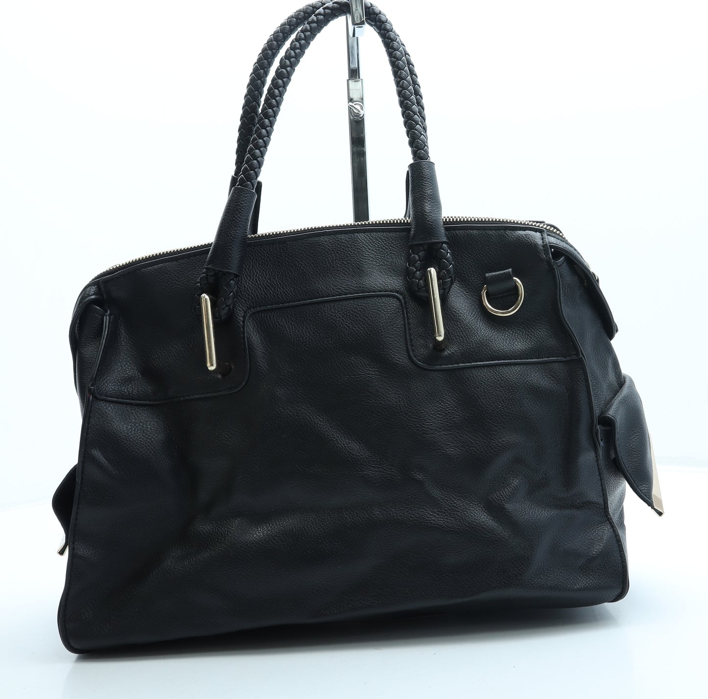 Warehouse Womens Black Leather Top Handle Bag Size Large