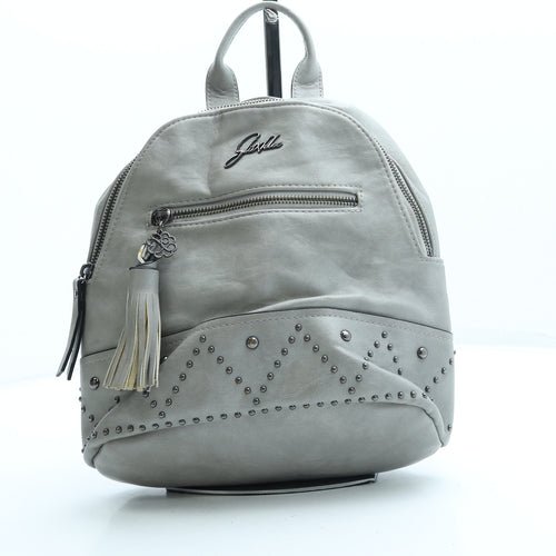 GliixKlee Womens Grey Leather Backpack Size Small