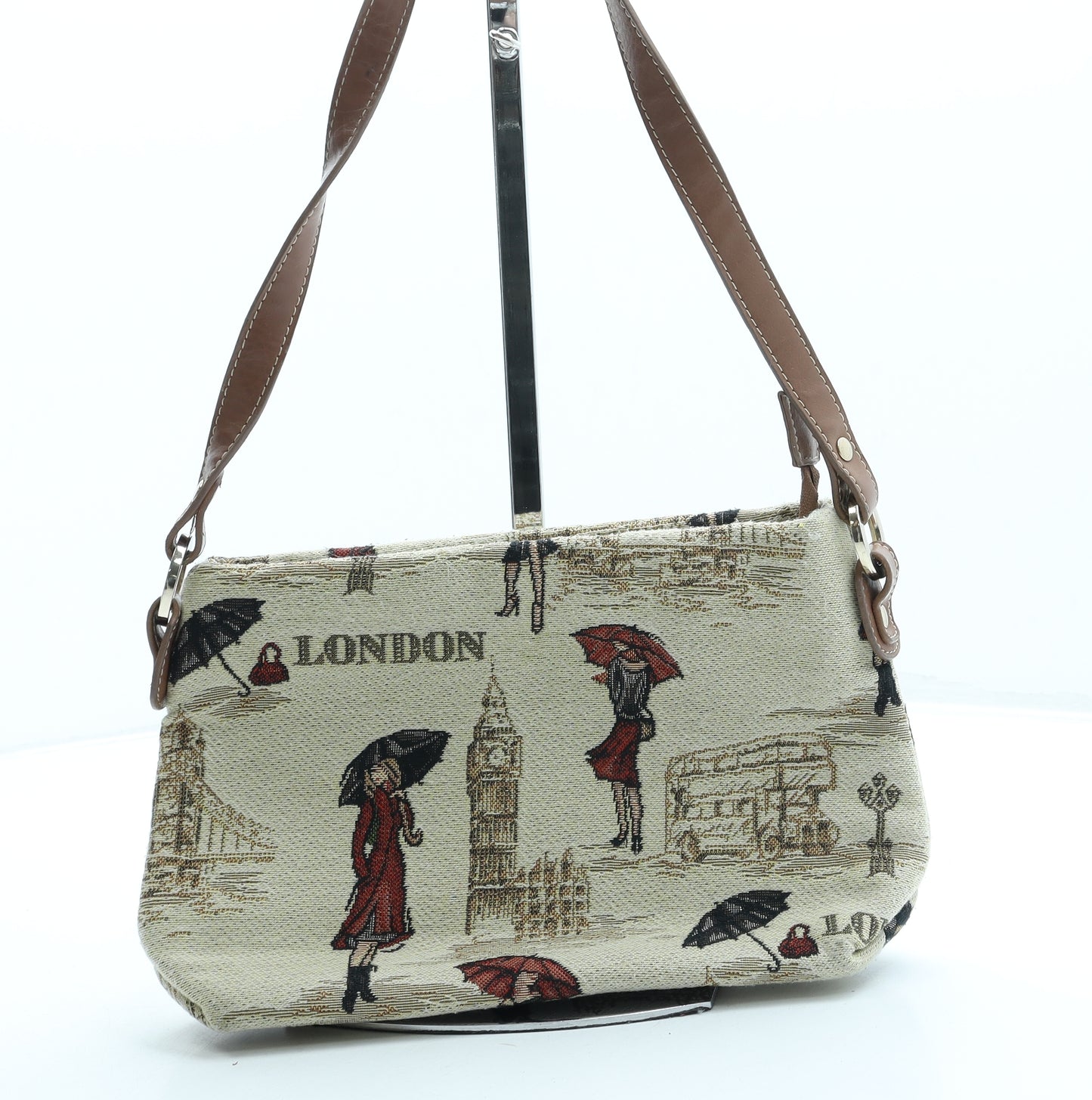 Signare Womens Beige Geometric Polyester Crossbody Size Small