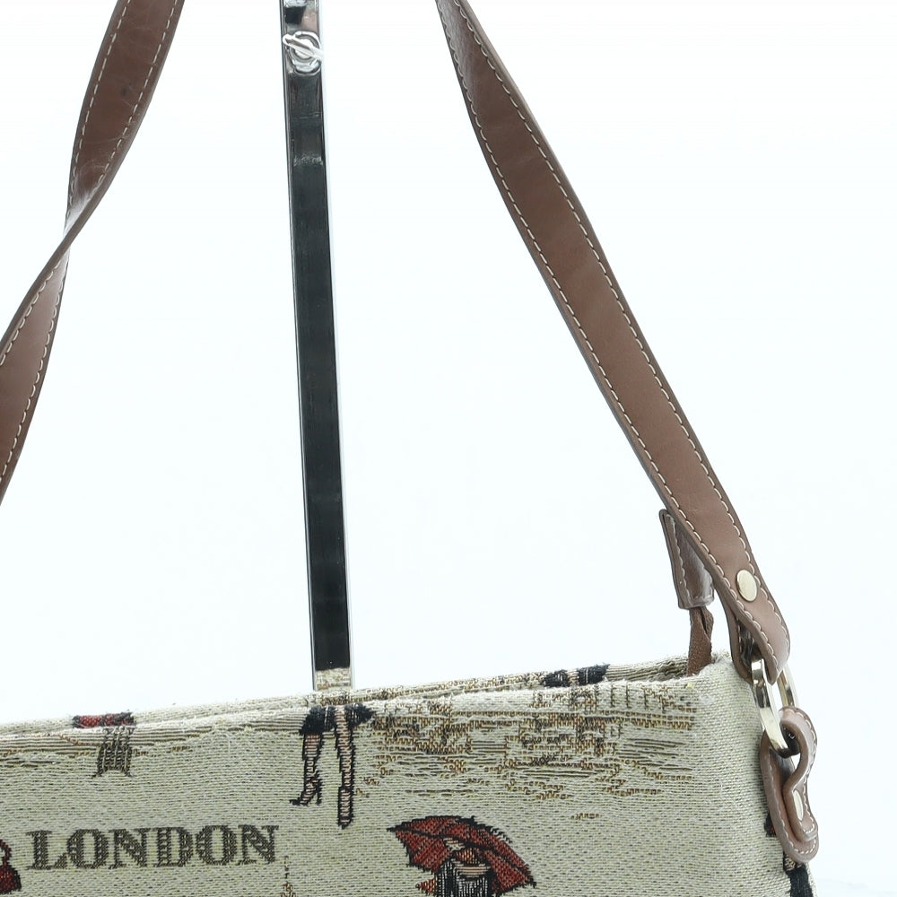 Signare Womens Beige Geometric Polyester Crossbody Size Small