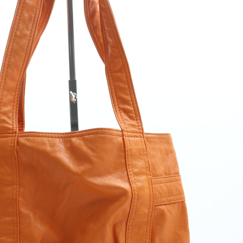 Preworn Womens Orange Leather Hobo Bag Size Large