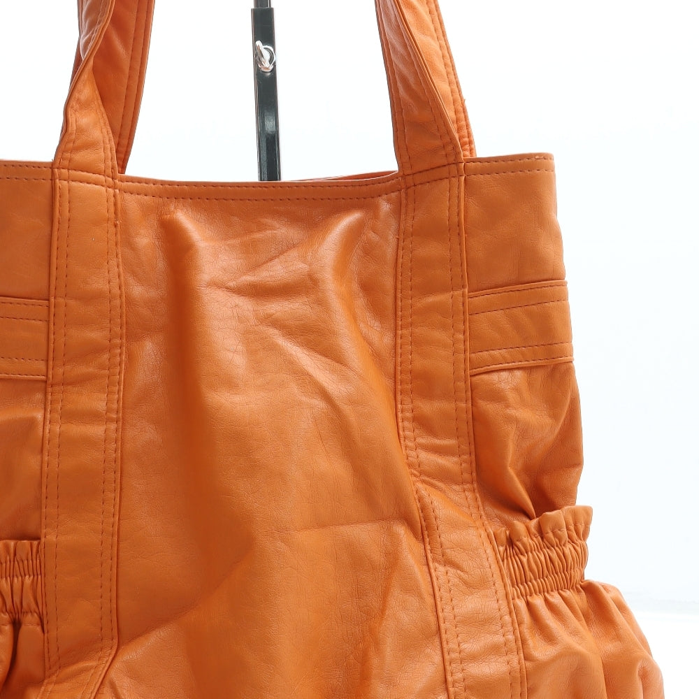 Preworn Womens Orange Leather Hobo Bag Size Large