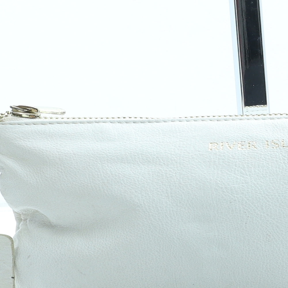 River Island Womens Ivory Leather Clutch Size Small
