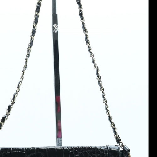 Primark Womens Black Animal Print Polyurethane Crossbody Size Small - Croc Texture