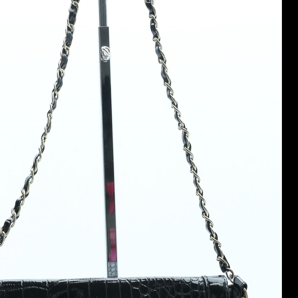 Primark Womens Black Animal Print Polyurethane Crossbody Size Small - Croc Texture