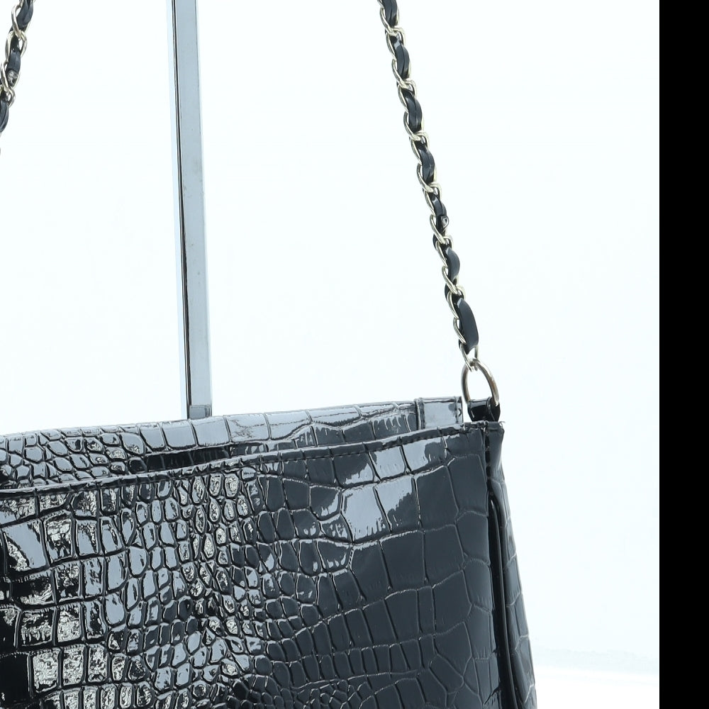 Primark Womens Black Animal Print Polyurethane Crossbody Size Small - Croc Texture