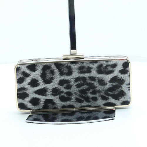Love Draves Womens Grey Animal Print Leather Clutch Size Mini - Leopard Print
