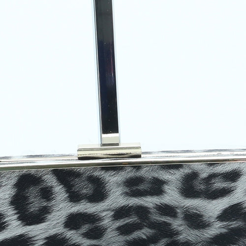 Love Draves Womens Grey Animal Print Leather Clutch Size Mini - Leopard Print