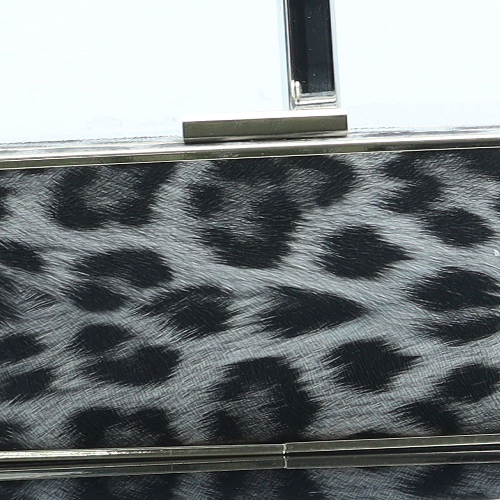 Love Draves Womens Grey Animal Print Leather Clutch Size Mini - Leopard Print