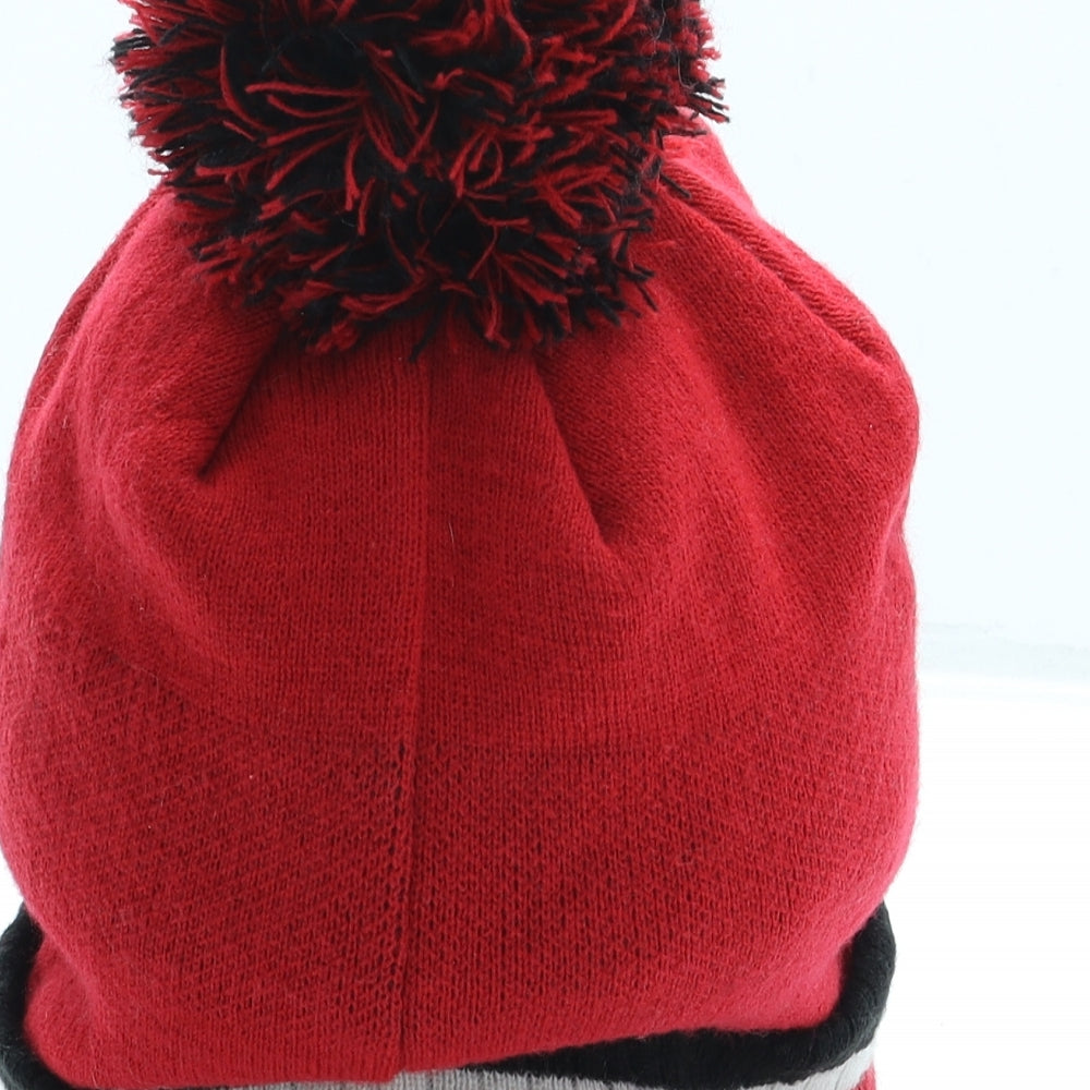 Republic Womens Red Acrylic Bobble Hat One Size - New York