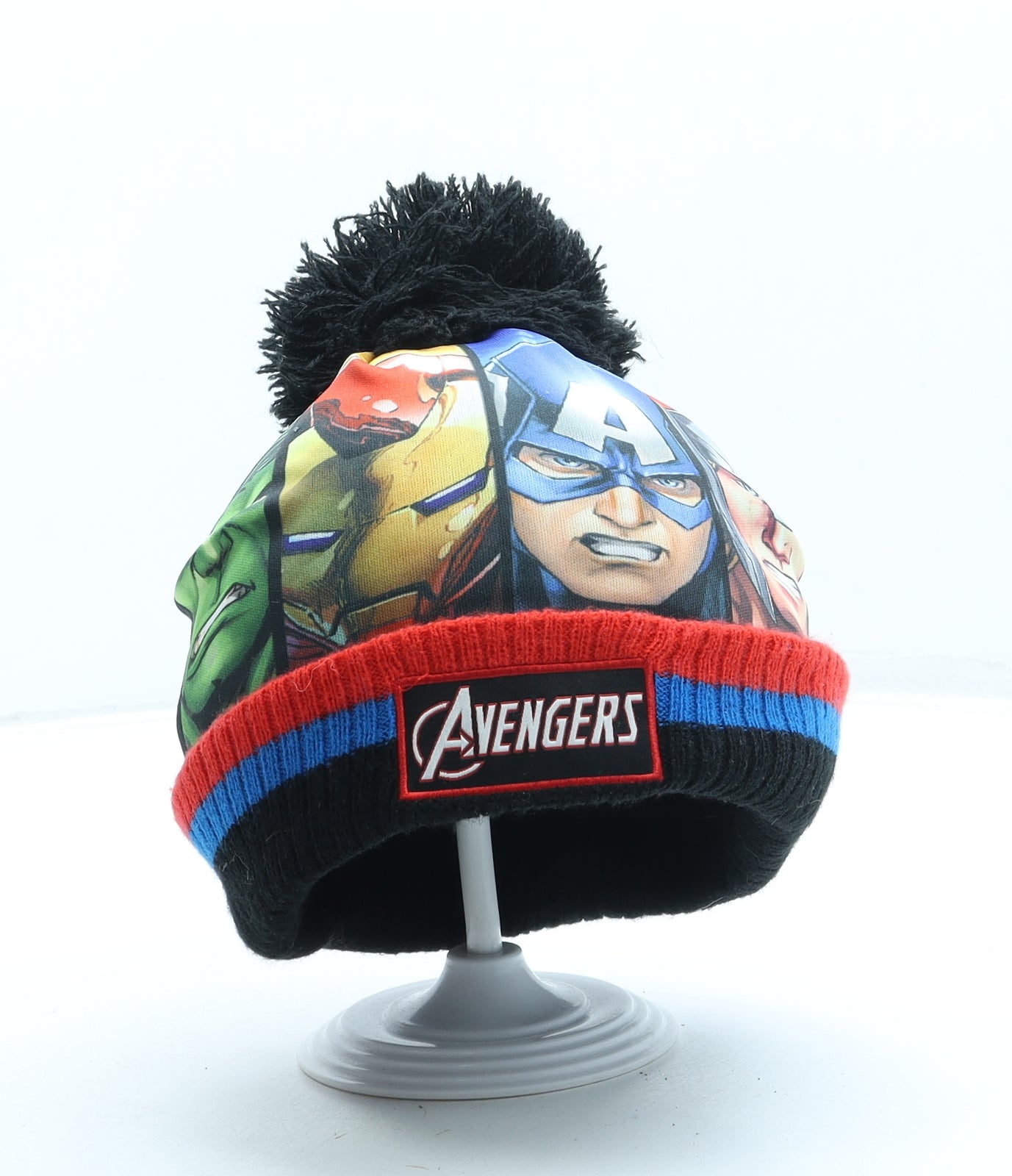 George Boys Multicoloured Geometric Polyester Bobble Hat One Size - Avengers