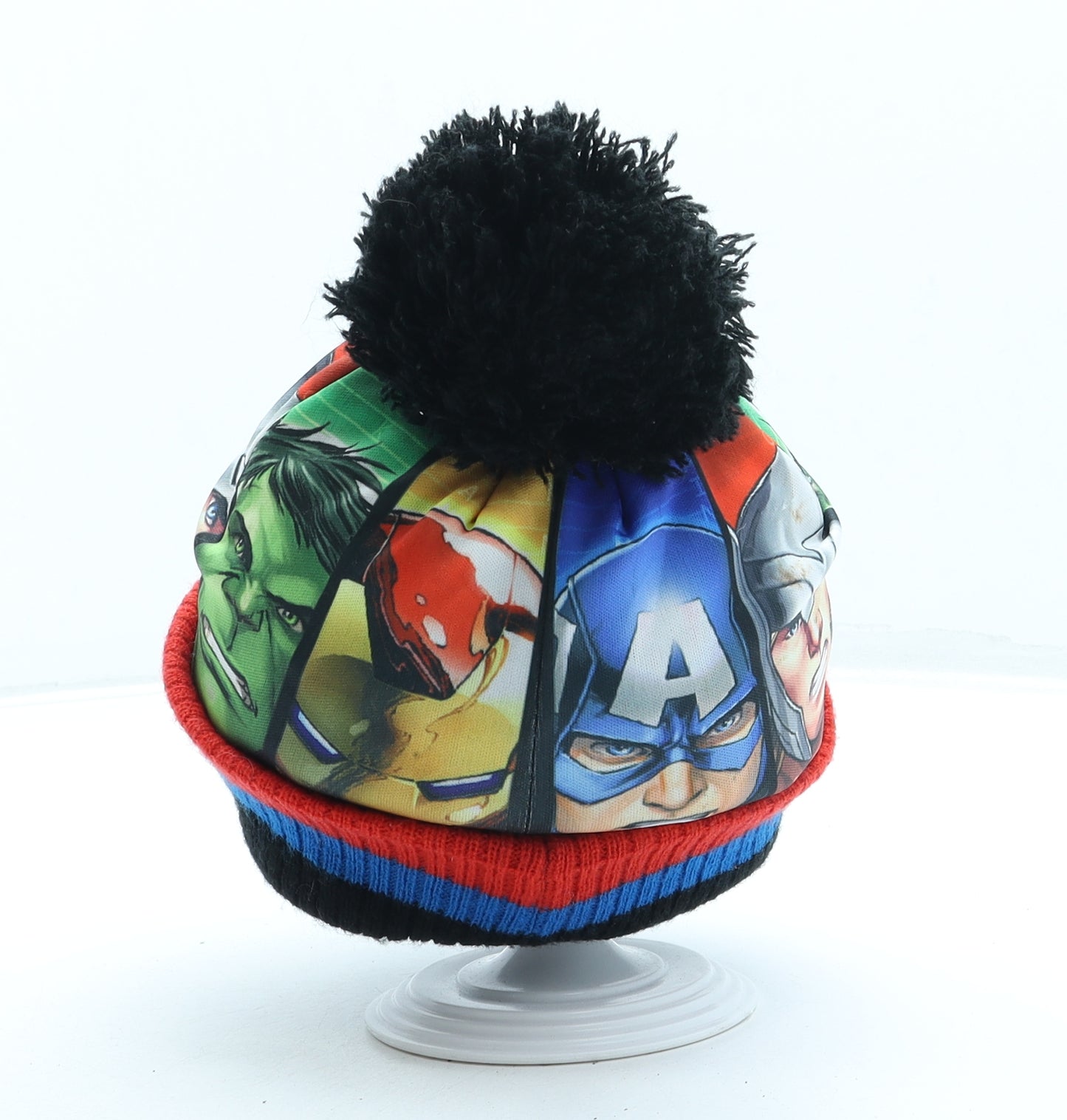George Boys Multicoloured Geometric Polyester Bobble Hat One Size - Avengers