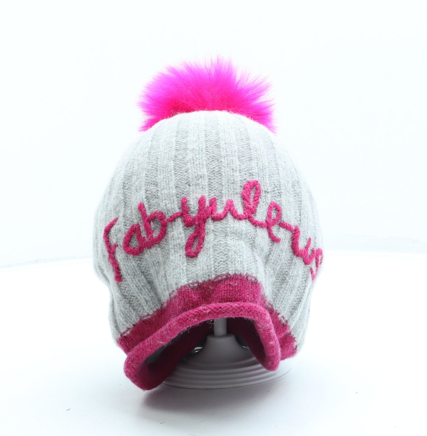 John Lewis Womens Grey Acrylic Bobble Hat One Size - Christmas Fab-yule-us