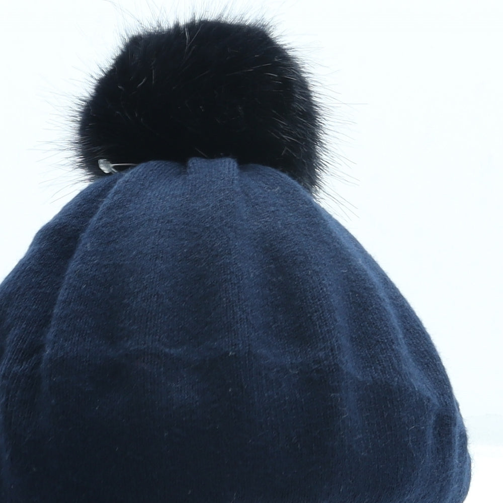 Joules Womens Blue Viscose Beret One Size - Pom Pom
