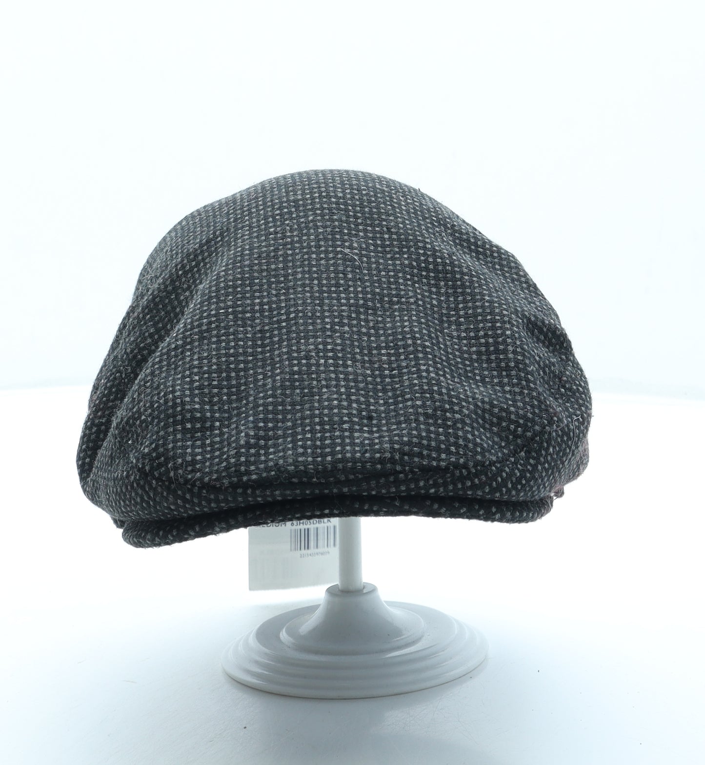 Atlantic Bay Mens Black Geometric Polyester Flat Cap Size M