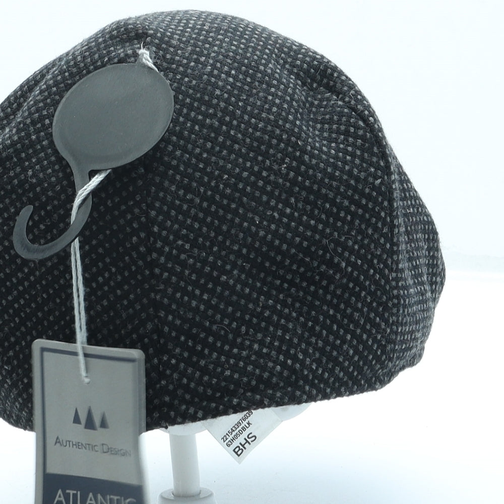 Atlantic Bay Mens Black Geometric Polyester Flat Cap Size M