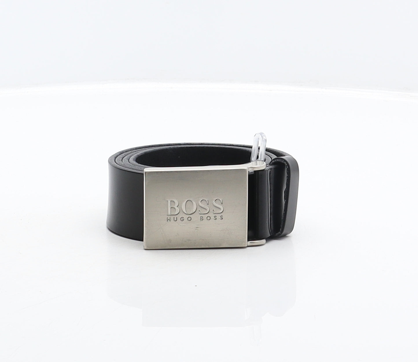 HUGO BOSS Mens Black Solid Leather Ratchet Belt Belt Size 36