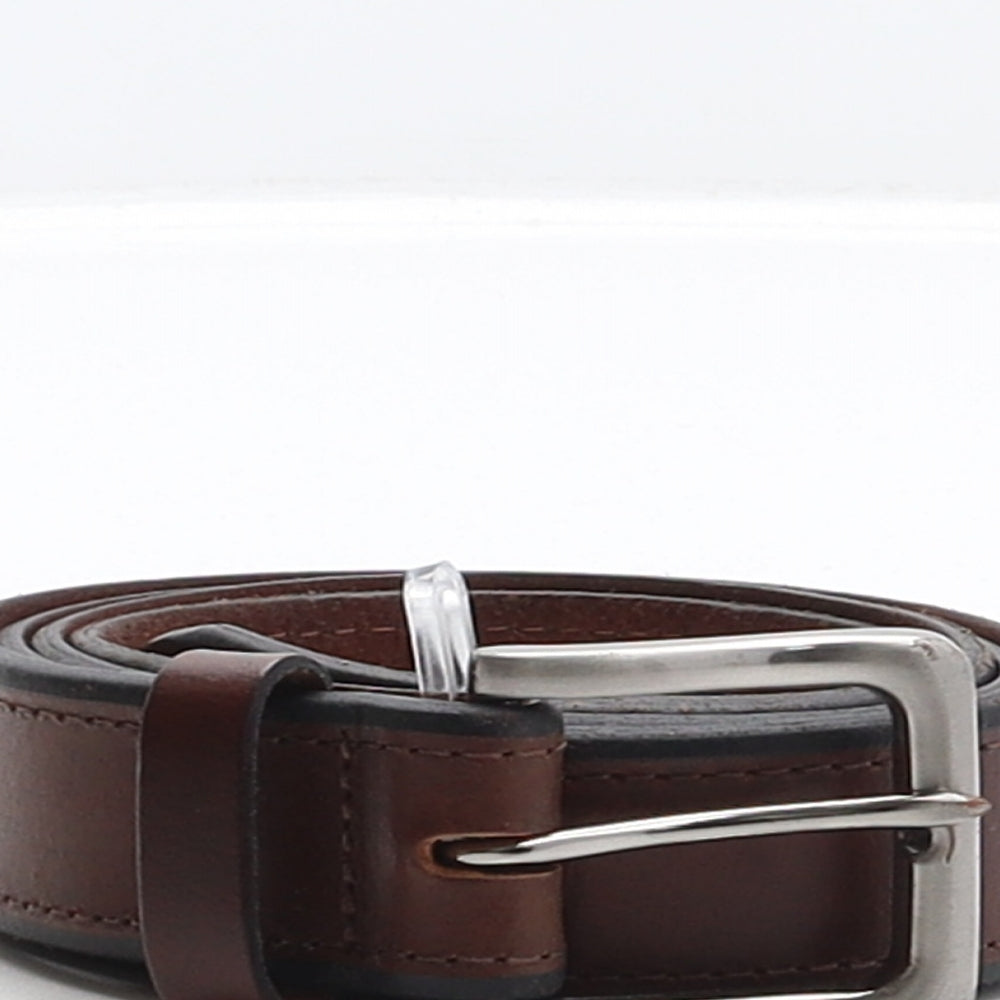Preworn Mens Brown Solid Leather Dress Belt Belt Size L